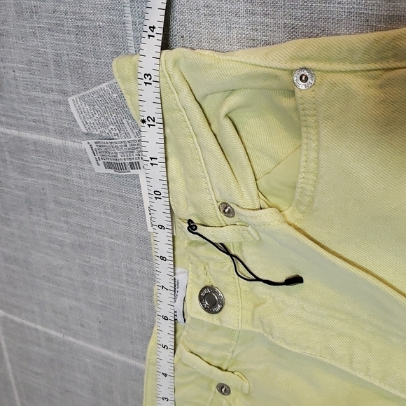 NWT ZARA Wide Leg Denim Jeans With Raw Hem In Light Green, Size 6 - Picture 7 of 13